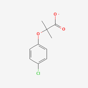 molecular formula C10H10ClO3- B8313121 2-(4-Chlorophenoxy)-2-methylpropanoate 