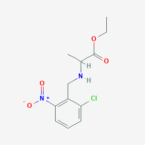 molecular formula C12H15ClN2O4 B8313215 Ethyl 2-[(2-chloro-6-nitrophenyl)methylamino]propanoate 
