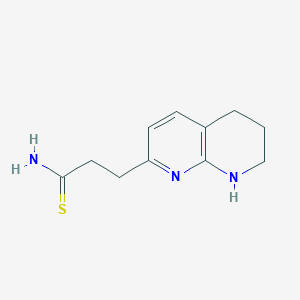 molecular formula C11H15N3S B8313473 3-(5,6,7,8-Tetrahydro-1,8-naphthyridin-2-yl)propanethioamide 