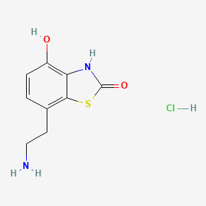 molecular formula C9H11ClN2O2S B8313601 4-Hydroxy-7-(2-aminoethyl)-1,3-benzothiazol-2(3H)-one hydrochloride CAS No. 189012-93-9