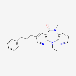 molecular formula C23H24N4O B8313761 2-Ethyl-9-methyl-13-(3-phenylpropyl)-2,4,9,15-tetraazatricyclo[9.4.0.0^{3,8}]pentadeca-1(11),3,5,7,12,14-hexaen-10-one 