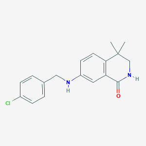 molecular formula C18H19ClN2O B8313953 7-(4-chloro-benzylamino)-4,4-dimethyl-3,4-dihydro-2H-isoquinolin-1-one 