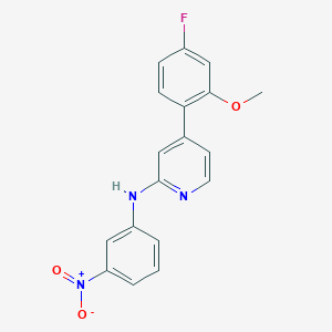 molecular formula C18H14FN3O3 B8314022 4-(4-fluoro-2-methoxyphenyl)-N-(3-nitrophenyl)pyridin-2-amine 