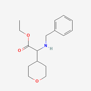 molecular formula C16H23NO3 B8314171 Ethyl (rac)-benzylamino-(tetrahydro-pyran-4-yl)-acetate 