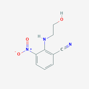 molecular formula C9H9N3O3 B8314249 2-[(2-Hydroxyethyl)amino]-3-nitrobenzonitrile 