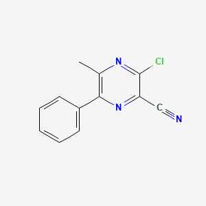 molecular formula C12H8ClN3 B8314285 3-Chloro-5-methyl-6-phenyl-pyrazine-2-carbonitrile 