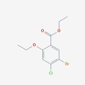 molecular formula C11H12BrClO3 B8314371 5-Bromo-4-chloro-2-ethoxy-benzoic acid ethyl ester 