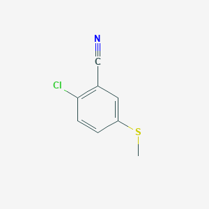 molecular formula C8H6ClNS B8314459 2-Chloro-5-(methylthio)-benzonitrile 