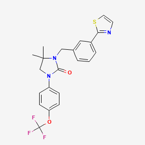 molecular formula C22H20F3N3O2S B8314470 2-Imidazolidinone, 4,4-dimethyl-3-[[3-(2-thiazolyl)phenyl]methyl]-1-[4-(trifluoromethoxy)phenyl]- 