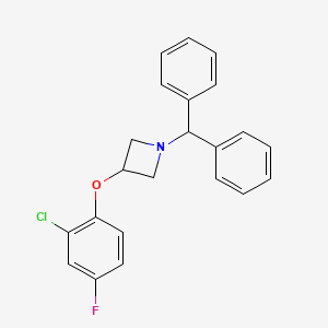 molecular formula C22H19ClFNO B8314483 3-(2-Chloro-4-fluorophenoxy)-1-(diphenylmethyl)azetidine 