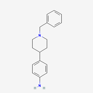molecular formula C18H22N2 B8314705 4-[1-(Phenylmethyl)-4-piperidinyl]-benzenamine 
