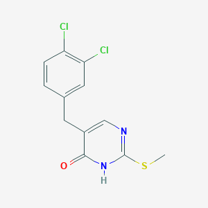 molecular formula C12H10Cl2N2OS B8314745 5-(3,4-Dichlorobenzyl)-2-methylthio-4-pyrimidone 