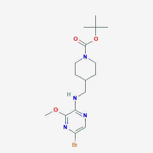 molecular formula C16H25BrN4O3 B8314791 4-[(5-Bromo-3-methoxy-pyrazin-2-ylamino)-methyl]-piperidine-1-carboxylic acid tert-butyl ester 