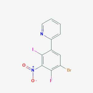 molecular formula C11H5BrFIN2O2 B8314975 2-(5-Bromo-4-fluoro-2-iodo-3-nitrophenyl)pyridine 