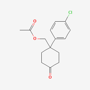 molecular formula C15H17ClO3 B8315066 Cyclohexanone, 4-[(acetyloxy)methyl]-4-(4-chlorophenyl)- CAS No. 56327-06-1