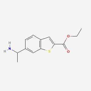 molecular formula C13H15NO2S B8315112 Ethyl 6-(1-aminoethyl)-1-benzothiophene-2-carboxylate 
