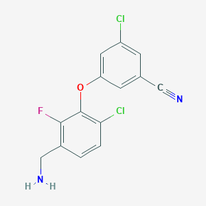 molecular formula C14H9Cl2FN2O B8315244 3-(3-Aminomethyl-6-chloro-2-fluoro-phenoxy)-5-chloro-benzonitrile 