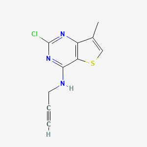 molecular formula C10H8ClN3S B8315332 2-Chloro-7-methyl-4-(2-propynylamino)thieno[3,2-d]pyrimidine 