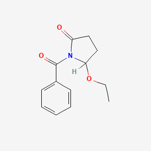 molecular formula C13H15NO3 B8315448 (+-)-1-Benzoyl-5-ethoxy-2-pyrrolidinone CAS No. 136410-00-9