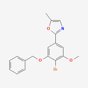 molecular formula C18H16BrNO3 B8315540 2-(3-(Benzyloxy)-4-bromo-5-methoxyphenyl)-5-methyloxazole 
