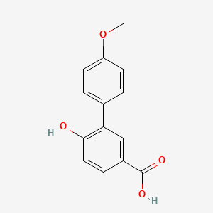 molecular formula C14H12O4 B8315682 4-Hydroxy-3-(4-methoxyphenyl)benzoic acid 