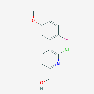 molecular formula C13H11ClFNO2 B8315715 (6-Chloro-5-(2-fluoro-5-methoxyphenyl)pyridin-2-yl)methanol 