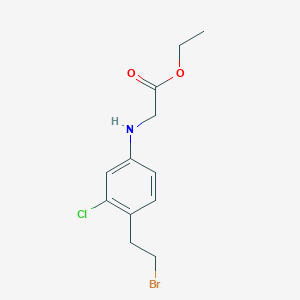 molecular formula C12H15BrClNO2 B8315741 ethyl N-[4-(2-bromoethyl)-3-chlorophenyl]aminoacetate 
