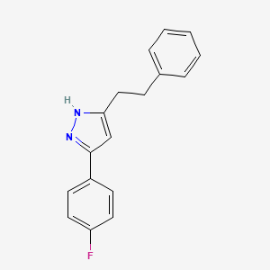 molecular formula C17H15FN2 B8315770 3-(4-fluorophenyl)-5-(2-phenylethyl)-1H-pyrazole 