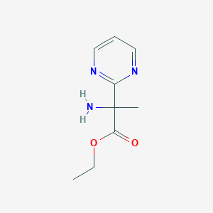 molecular formula C9H13N3O2 B8315860 Ethyl 2-amino-2-(pyrimidin-2-yl)propanoate 