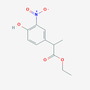 molecular formula C11H13NO5 B8315920 Ethyl 2-(4-hydroxy-3-nitrophenyl)propanoate 