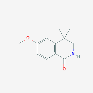 molecular formula C12H15NO2 B8315934 6-Methoxy-4,4-dimethyl-1,2,3,4-tetrahydro-isoquinoline-1-one 