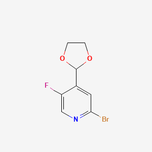 molecular formula C8H7BrFNO2 B8315942 2-Bromo-4-[1,3]dioxolan-2-yl-5-fluoro-pyridine 
