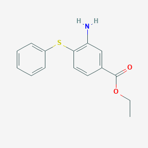 molecular formula C15H15NO2S B8316005 3-Amino-4-phenylsulfanyl-benzoic acid ethyl ester 