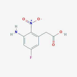 molecular formula C8H7FN2O4 B8316021 3-Amino-5-fluoro-2-nitro phenyl acetic acid 