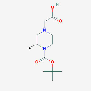 molecular formula C12H22N2O4 B8316108 (R)-2-(4-(Tert-butoxycarbonyl)-3-methylpiperazin-1-YL)acetic acid 