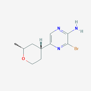 molecular formula C10H14BrN3O B8316223 3-bromo-5-((2R,4R)-2-methyltetrahydro-2H-pyran-4-yl)pyrazin-2-amine 