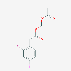 molecular formula C11H10FIO4 B8316254 (2-Fluoro-4-iodo phenyl)-acetic acid acetoxymethyl ester 