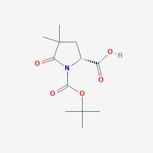 molecular formula C12H19NO5 B8316269 (R)-1-(tert-butoxycarbonyl)-4,4-dimethyl-5-oxopyrrolidine-2-carboxylic acid 