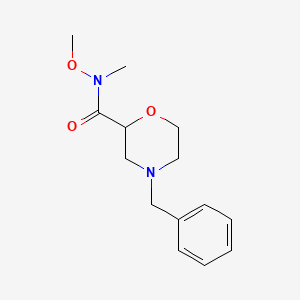 molecular formula C14H20N2O3 B8316332 4-benzyl-N-methoxy-N-methylmorpholine-2-carboxamide 