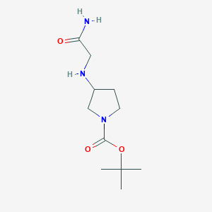 molecular formula C11H21N3O3 B8316362 3-(Carbamoylmethyl-amino)-pyrrolidine-1-carboxylic acid tert-butyl ester 