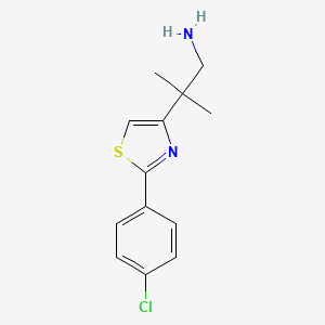 molecular formula C13H15ClN2S B8316374 2-(2-(4-Chlorophenyl)thiazol-4-yl)-2-methylpropan-1-amine 
