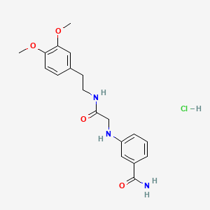 B8316431 Benzamide, 3-((2-((2-(3,4-dimethoxyphenyl)ethyl)amino)-2-oxoethyl)amino)-, monohydrochloride CAS No. 76001-14-4