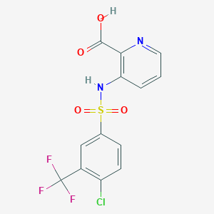 molecular formula C13H8ClF3N2O4S B8316464 3-(4-Chloro-3-trifluoromethyl-benzenesulfonylamino)-pyridine-2-carboxylic acid 