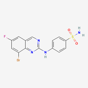 molecular formula C14H10BrFN4O2S B8316522 4-(8-Bromo-6-fluoroquinazolin-2-ylamino)benzensulfonamide CAS No. 953039-64-0