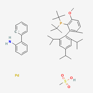 molecular formula C44H63NO4PPdS- B8316527 Ditert-butyl-[6-methoxy-3-methyl-2-[2,4,6-tri(propan-2-yl)phenyl]phenyl]phosphane;methanesulfonic acid;palladium;2-phenylaniline 