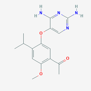 molecular formula C16H20N4O3 B8316574 1-[5-(2,4-Diamino-pyrimidin-5-yloxy)-4-isopropyl-2-methoxy-phenyl]-ethanone 