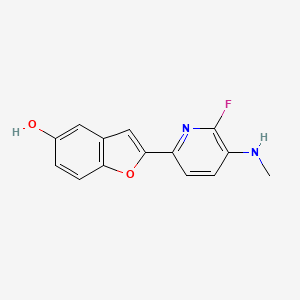molecular formula C14H11FN2O2 B8316584 2-(6-Fluoro-5-methylamino-pyridin-2-yl)-benzofuran-5-ol 