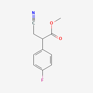 molecular formula C11H10FNO2 B8316725 Methyl 3-cyano-2-(4-fluorophenyl)propanoate 