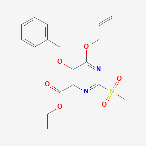 molecular formula C18H20N2O6S B8316741 Ethyl 6-(allyloxy)-5-(benzyloxy)-2-(methylsulfonyl)pyrimidine-4-carboxylate 