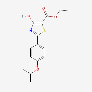 molecular formula C15H17NO4S B8317003 Ethyl 4-hydroxy-2-(4-isopropoxyphenyl)-5-thiazolecarboxylate 